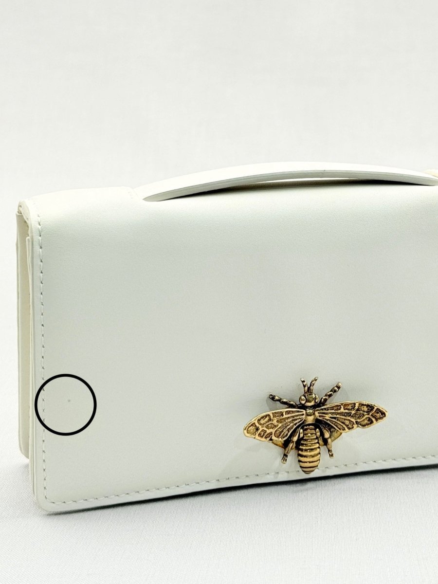 Pre - loved DIOR D - Bee White Clutch at Reems Closet