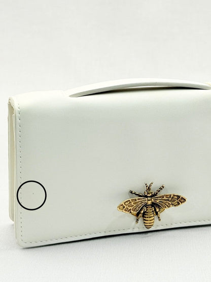 Pre - loved DIOR D - Bee White Clutch at Reems Closet