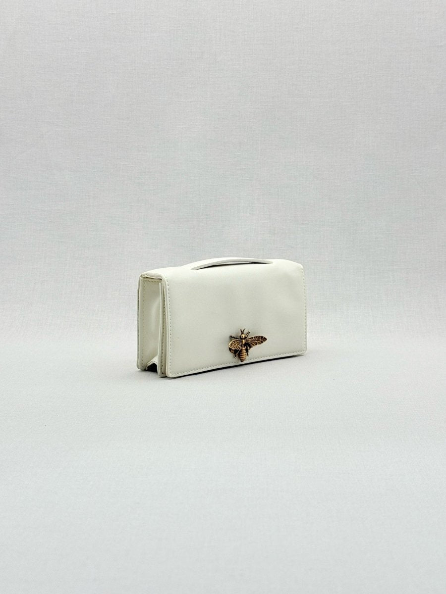 Pre - loved DIOR D - Bee White Clutch at Reems Closet