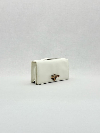 Pre - loved DIOR D - Bee White Clutch at Reems Closet