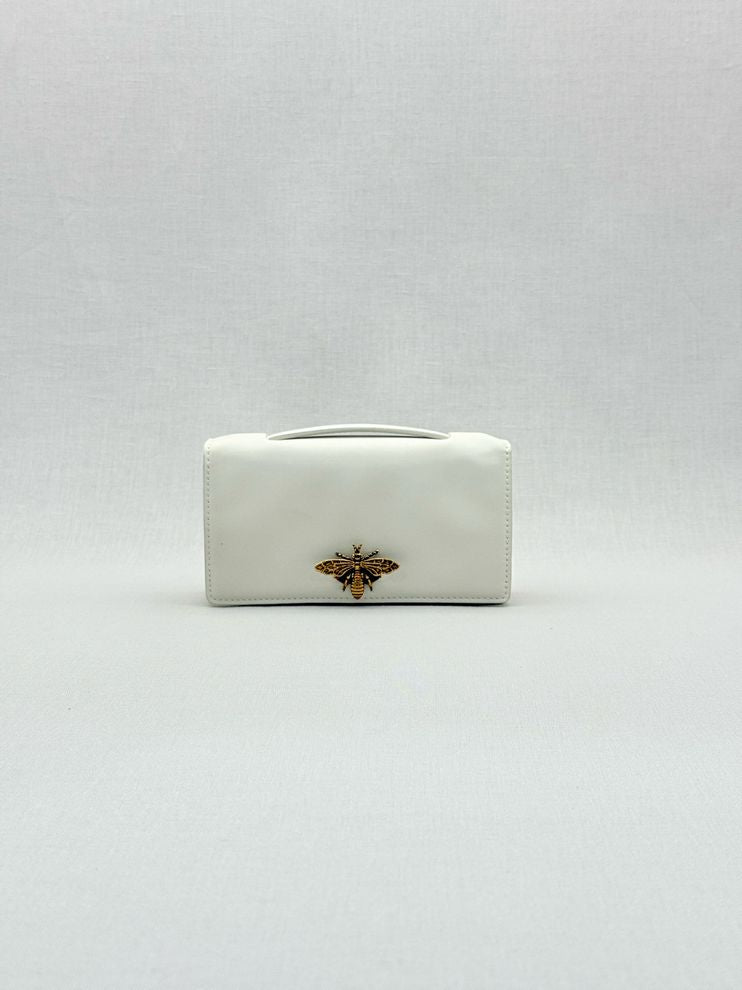 Pre - loved DIOR D - Bee White Clutch at Reems Closet