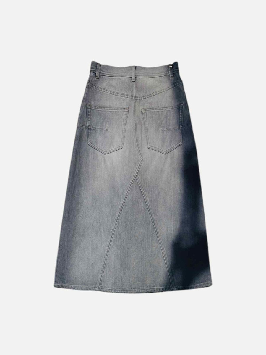 Pre - loved DIOR Denim Faded Blue Paris Motif Midi Skirt at Reems Closet