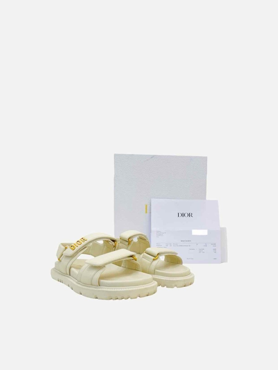 Pre - loved DIOR DiorAct Cream Sandals at Reems Closet