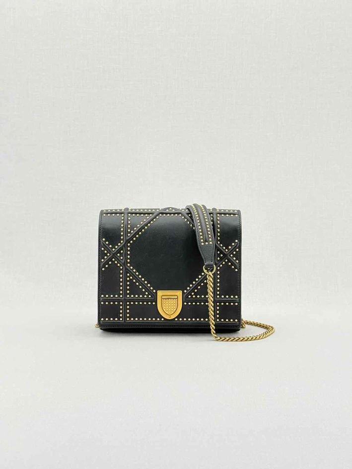 Pre - loved DIOR Diorama Black Shoulder Bag at Reems Closet