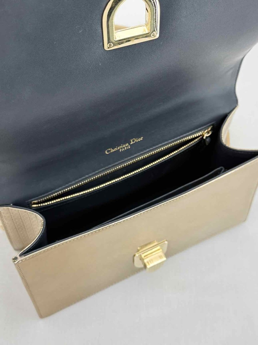 Pre - loved DIOR Diorama Gold Micro Cannage Shoulder Bag at Reems Closet