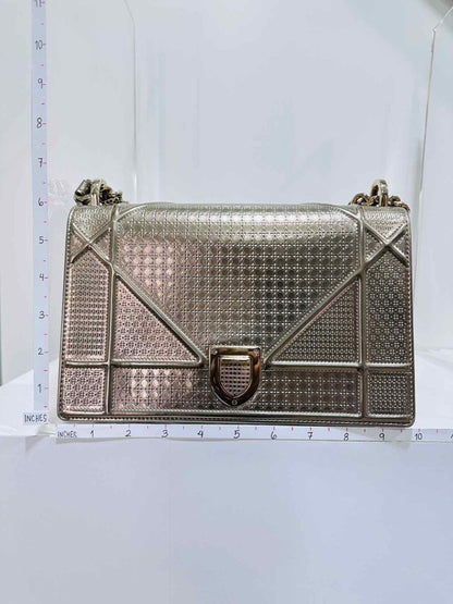 Pre - loved DIOR Diorama Gold Micro Cannage Shoulder Bag at Reems Closet
