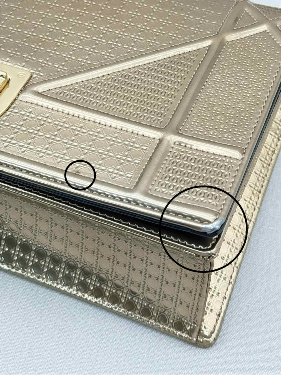 Pre - loved DIOR Diorama Gold Micro Cannage Shoulder Bag at Reems Closet