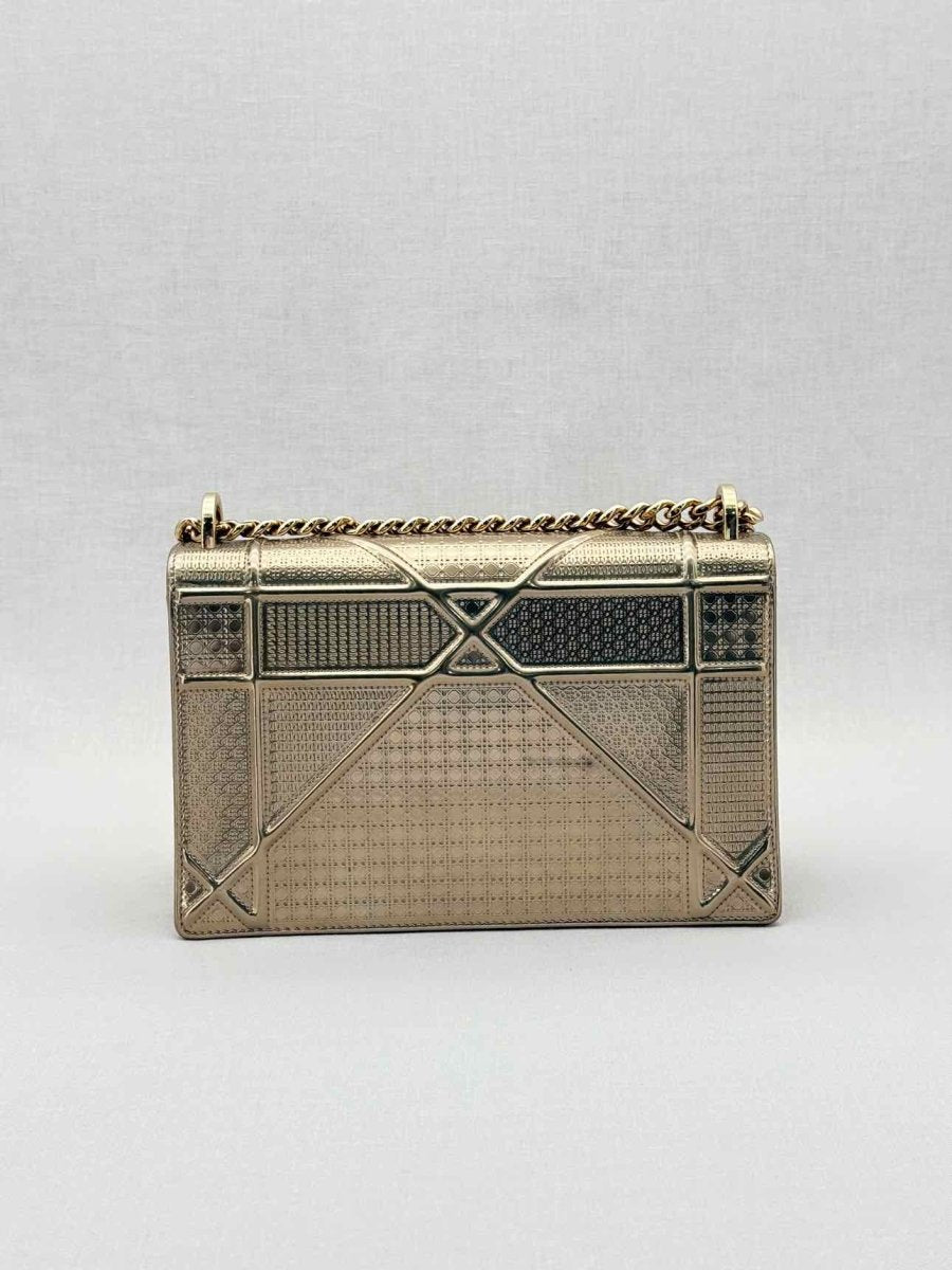 Pre - loved DIOR Diorama Gold Micro Cannage Shoulder Bag at Reems Closet