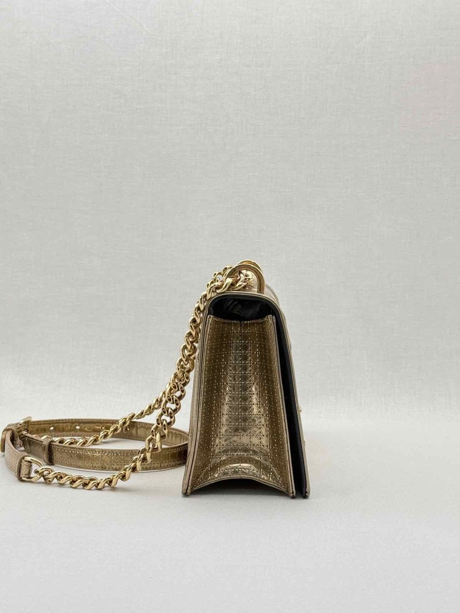 Pre - loved DIOR Diorama Gold Micro Cannage Shoulder Bag at Reems Closet