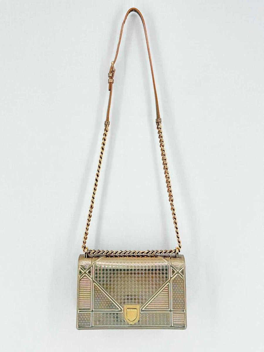 Pre - loved DIOR Diorama Gold Micro Cannage Shoulder Bag at Reems Closet
