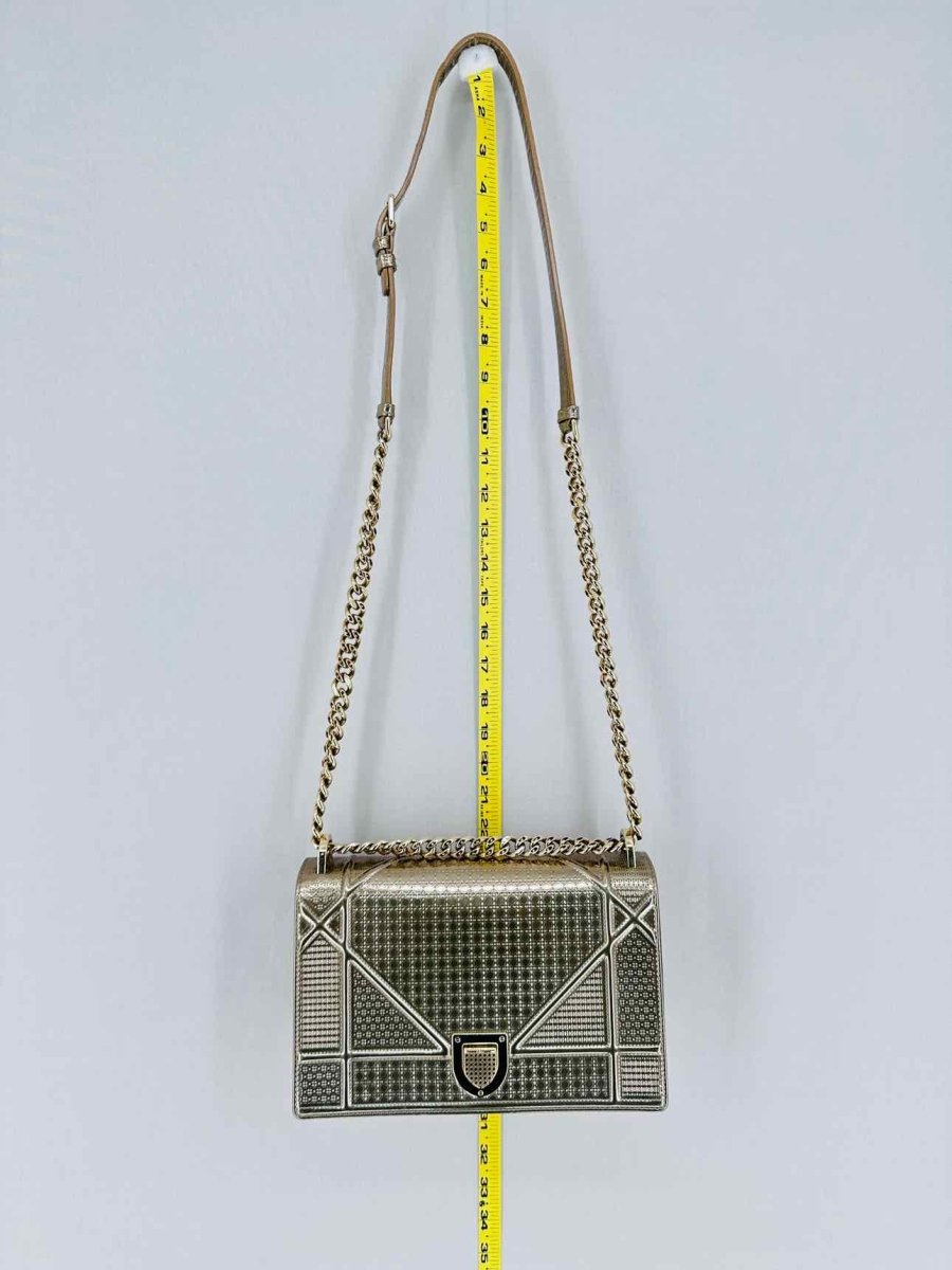 Pre - loved DIOR Diorama Gold Micro Cannage Shoulder Bag at Reems Closet