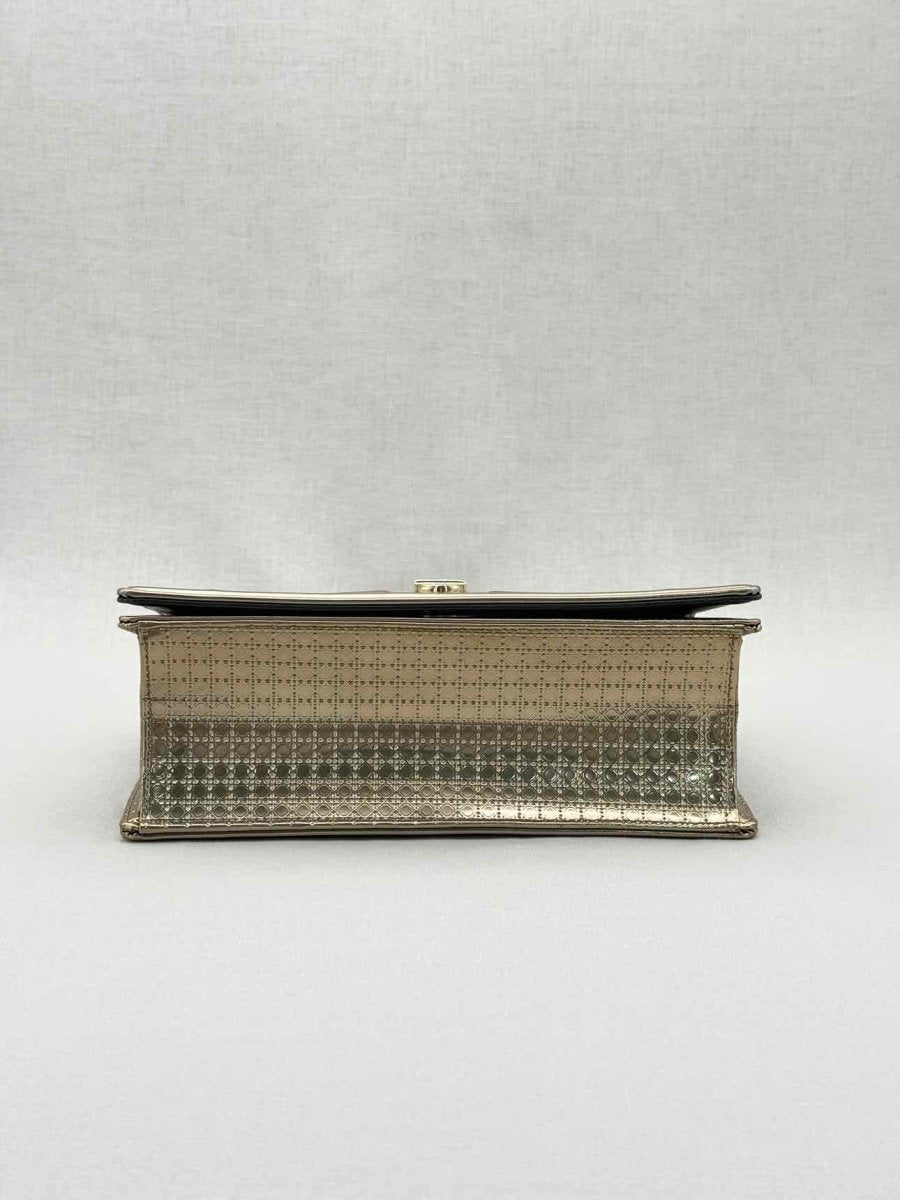 Pre - loved DIOR Diorama Gold Micro Cannage Shoulder Bag at Reems Closet
