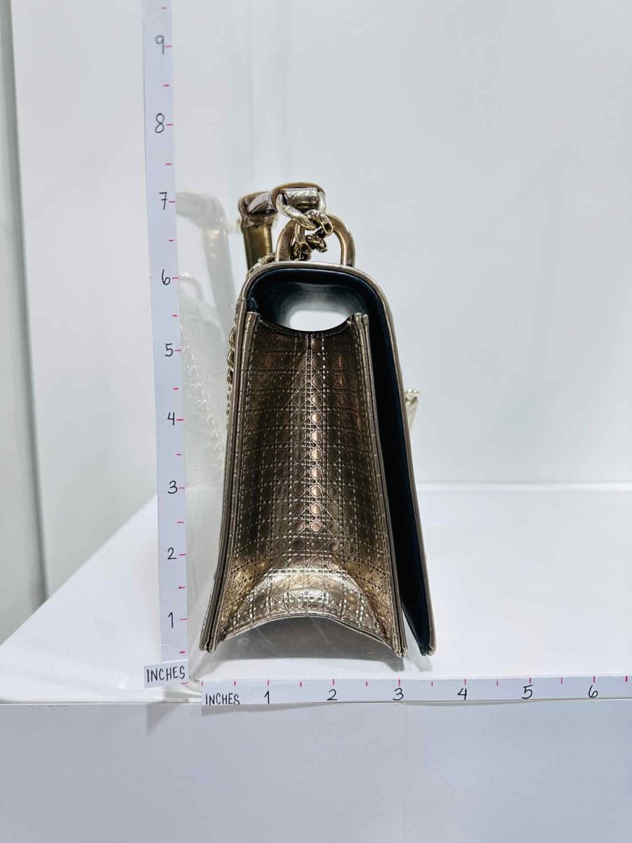 Pre - loved DIOR Diorama Gold Micro Cannage Shoulder Bag at Reems Closet