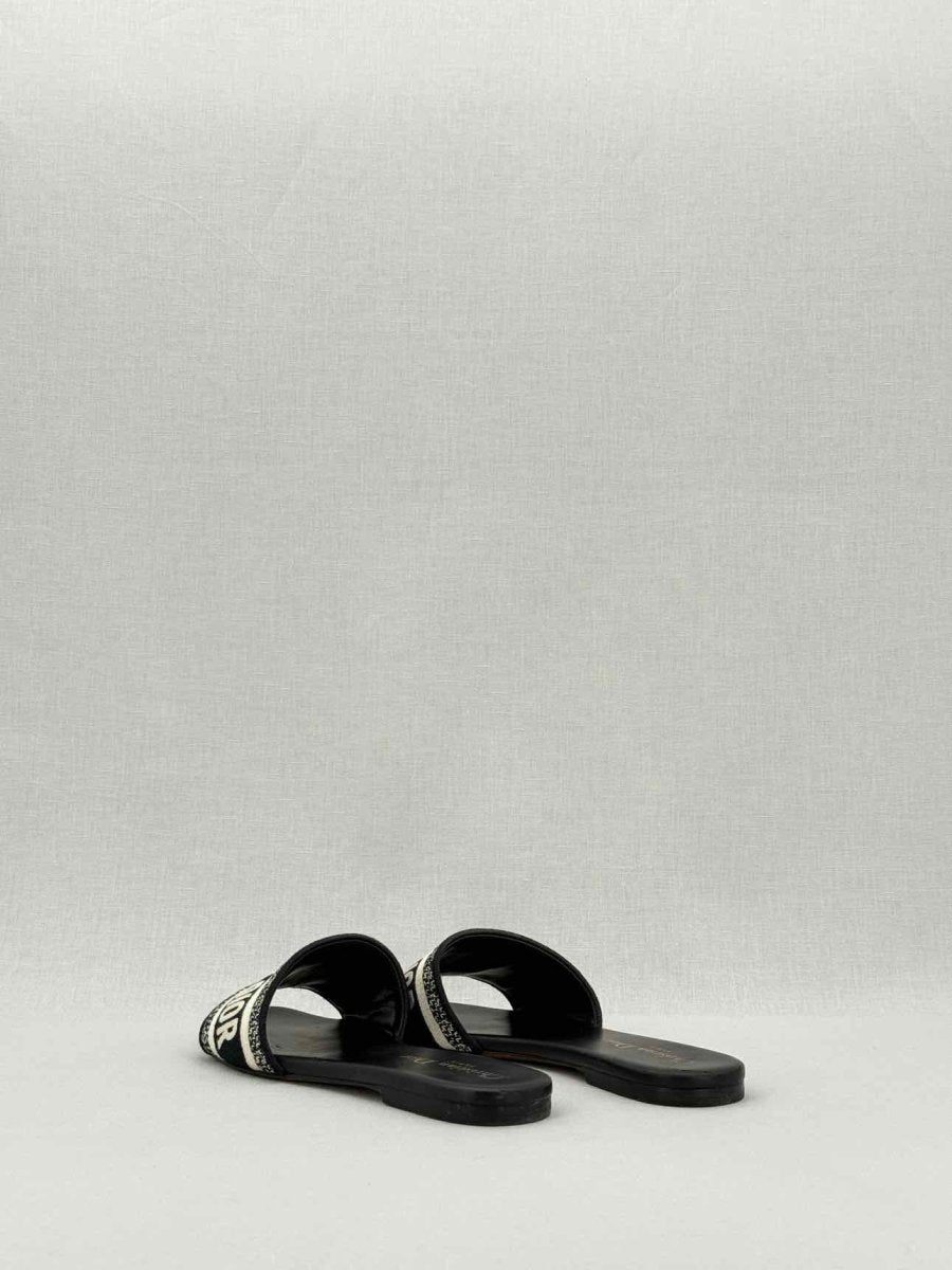 Pre - loved DIOR Dway Blue & White Embroidered Size EU 37.5 Sandals at Reems Closet