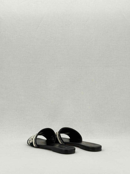 Pre - loved DIOR Dway Blue & White Embroidered Size EU 37.5 Sandals at Reems Closet