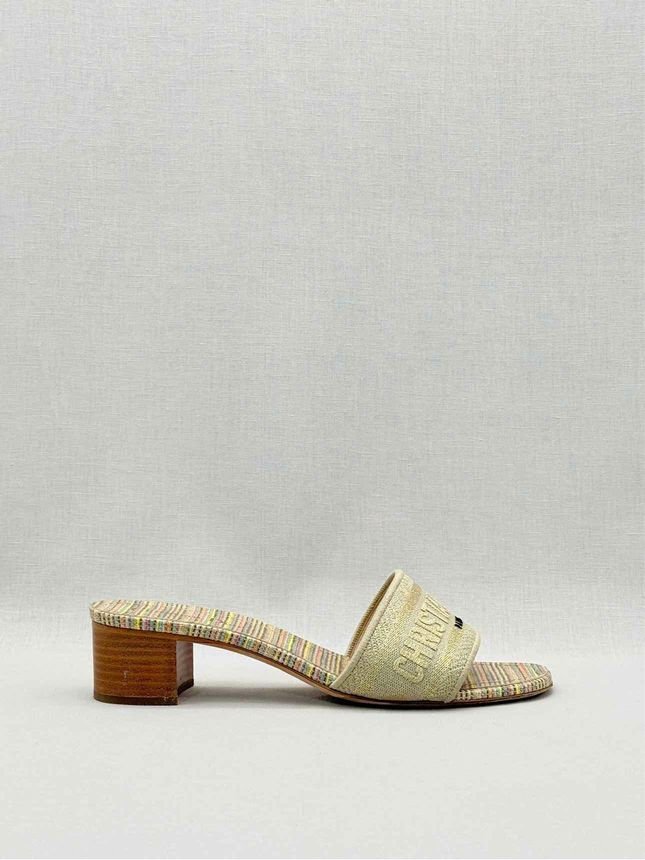 Pre - loved DIOR Dway Gold Multicolor Size EU 40 Heeled Sandals at Reems Closet