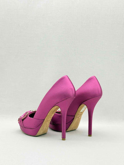 Pre-loved DIOR Fuchsia Crystal Embellished Size EU 38 Pumps at Reems Closet