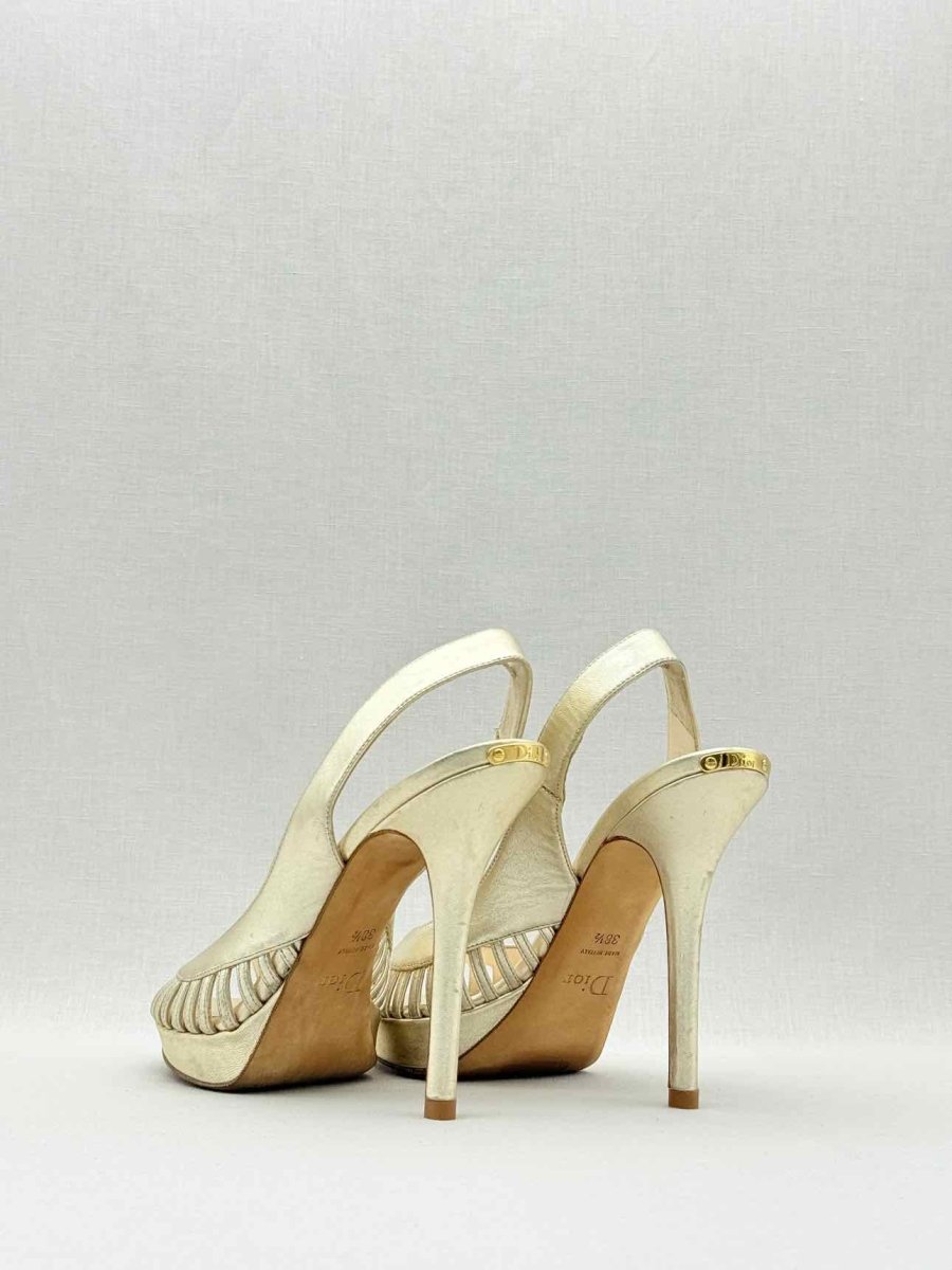 Pre - loved DIOR Gold Size EU 38.5 Slingbacks at Reems Closet