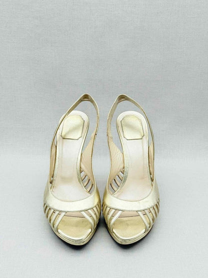 Pre - loved DIOR Gold Size EU 38.5 Slingbacks at Reems Closet