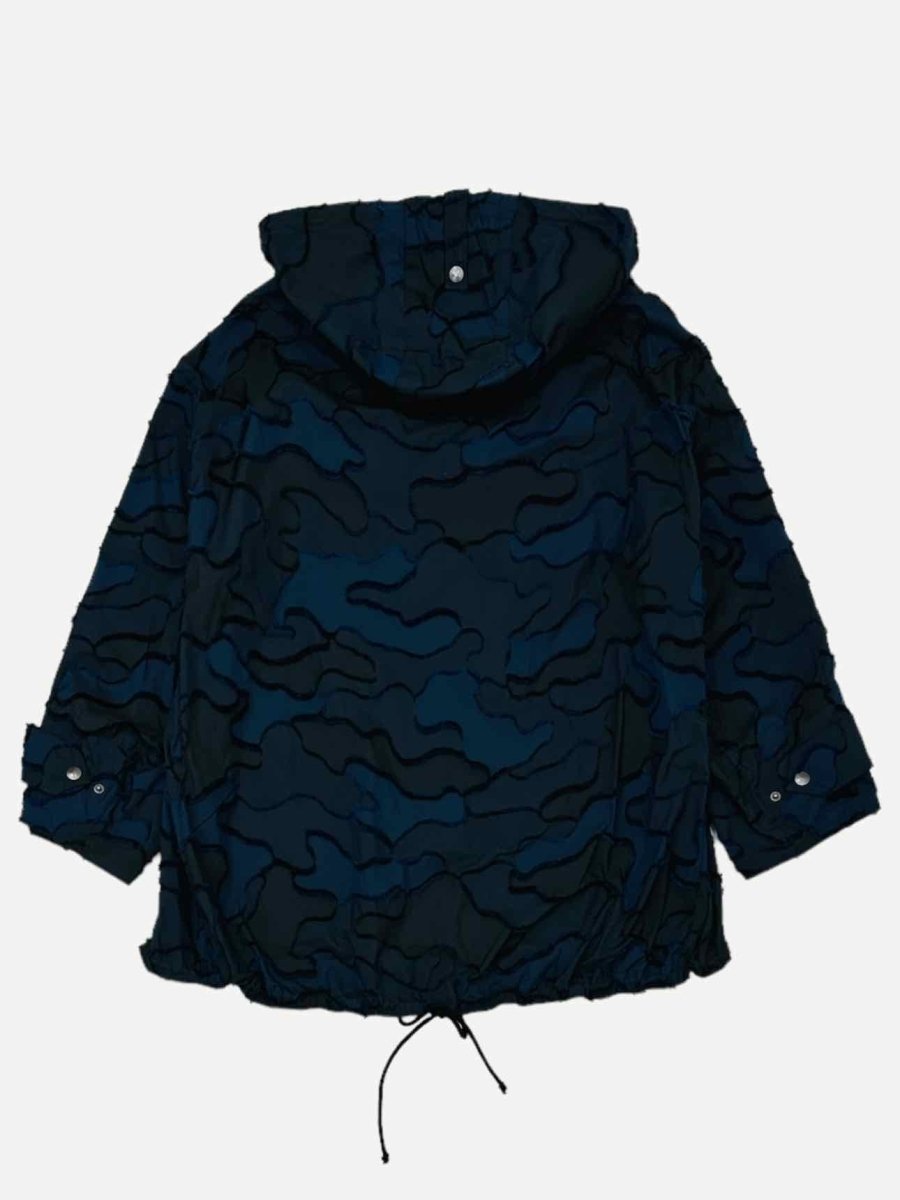 Pre - loved DIOR Hooded Navy Blue Camouflage Anorak at Reems Closet