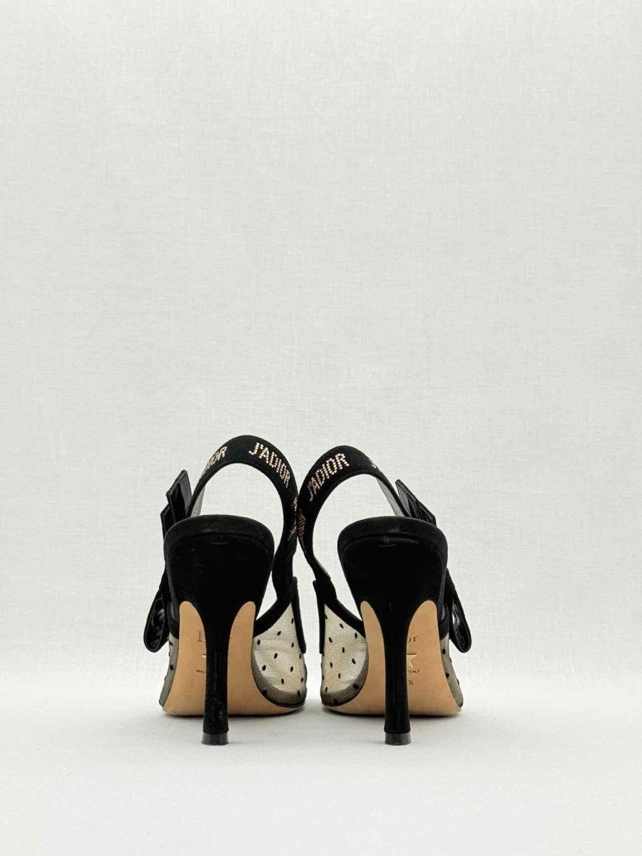 Pre - loved DIOR J'Adior Black Plumetis Size EU 38.5 Slingbacks at Reems Closet