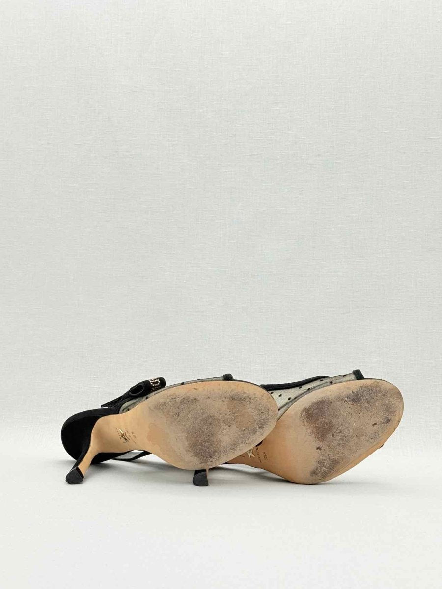 Pre - loved DIOR J'Adior Black Plumetis Size EU 38.5 Slingbacks at Reems Closet