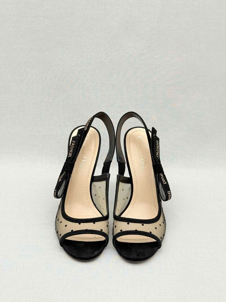 Pre - loved DIOR J'Adior Black Plumetis Size EU 38.5 Slingbacks at Reems Closet