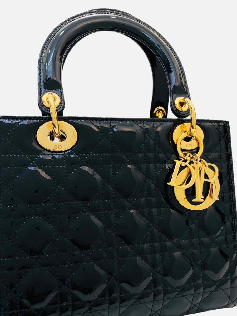 Pre - loved DIOR Lady Dior Black Cannage Top Handle at Reems Closet