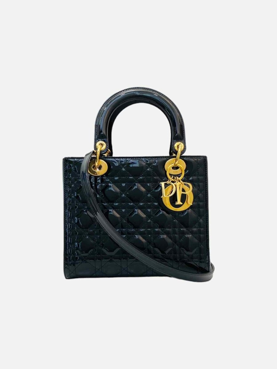 Pre - loved DIOR Lady Dior Black Cannage Top Handle at Reems Closet