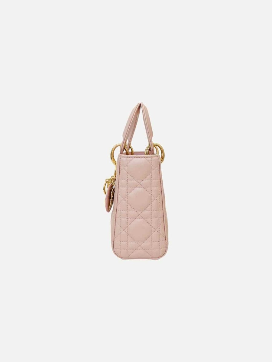 Pre - loved DIOR Lady Dior Powder Pink Cannage Top Handle at Reems Closet