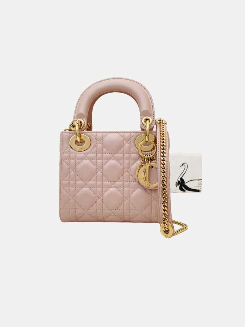 Pre - loved DIOR Lady Dior Powder Pink Cannage Top Handle at Reems Closet