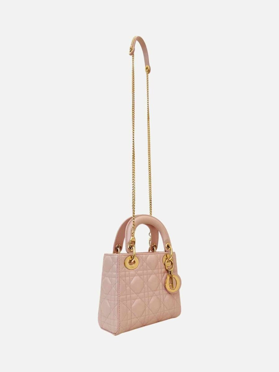 Pre - loved DIOR Lady Dior Powder Pink Cannage Top Handle at Reems Closet