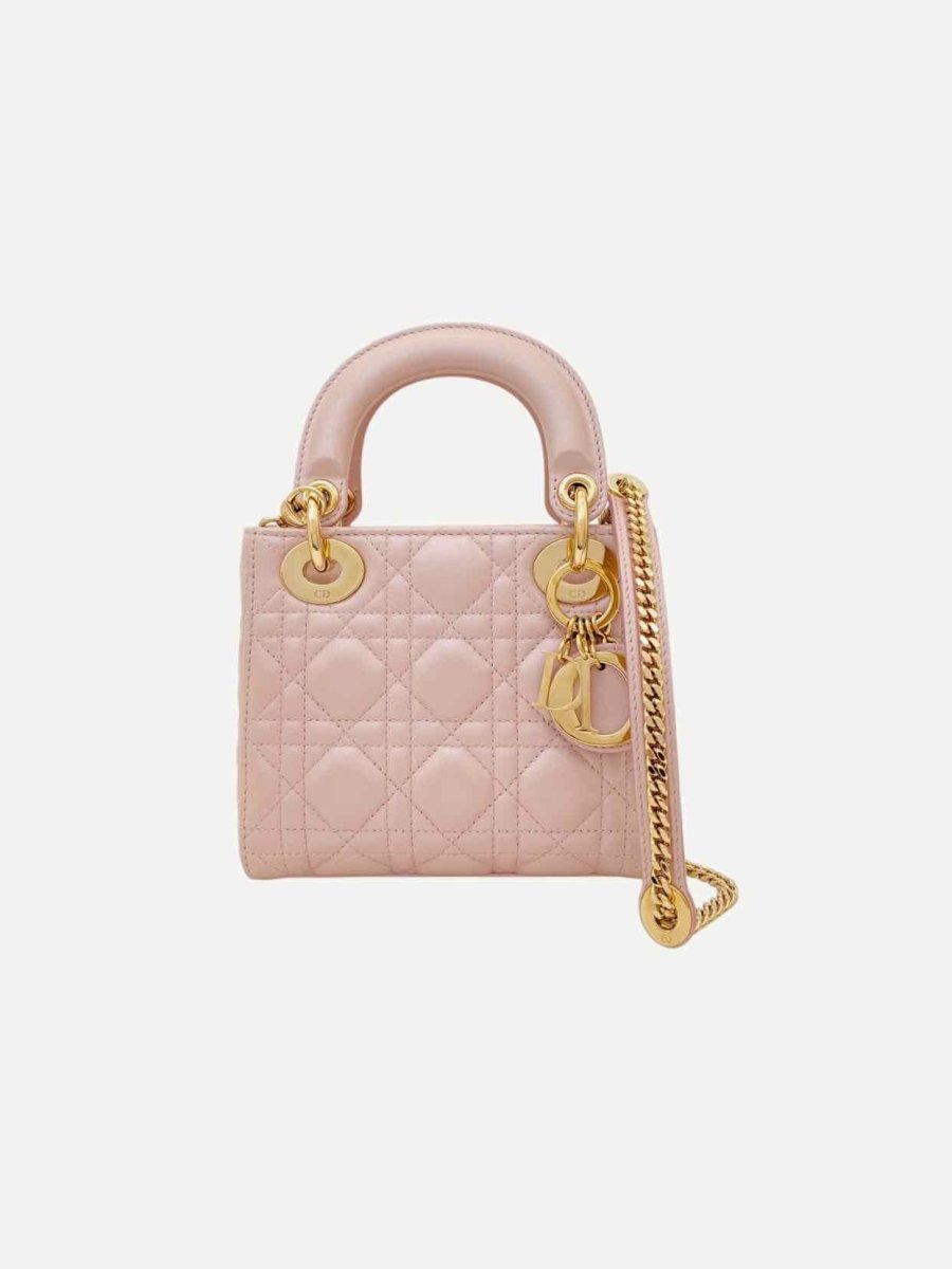 Pre - loved DIOR Lady Dior Powder Pink Cannage Top Handle at Reems Closet