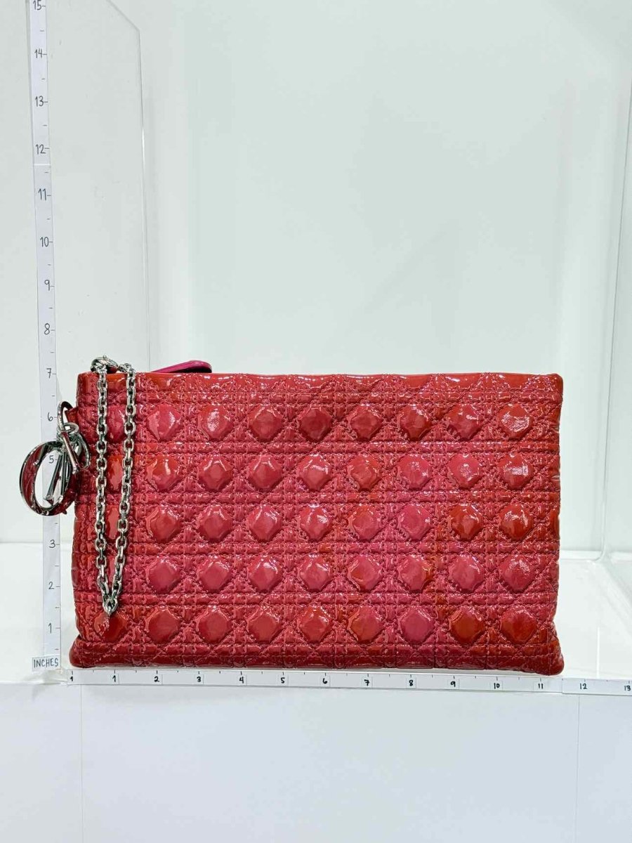 Pre-loved DIOR Lady Dior Red Cannage Clutch at Reems Closet