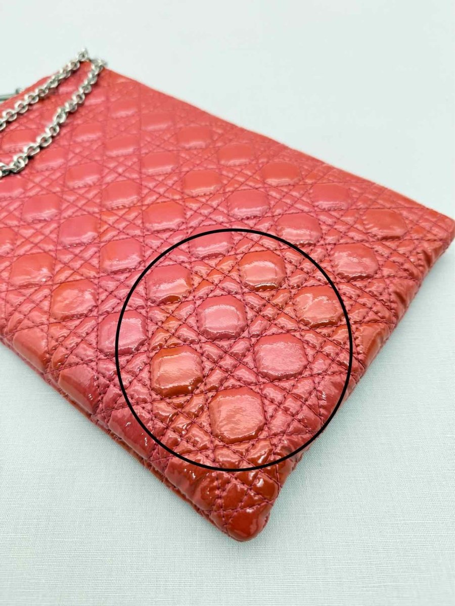 Pre-loved DIOR Lady Dior Red Cannage Clutch at Reems Closet