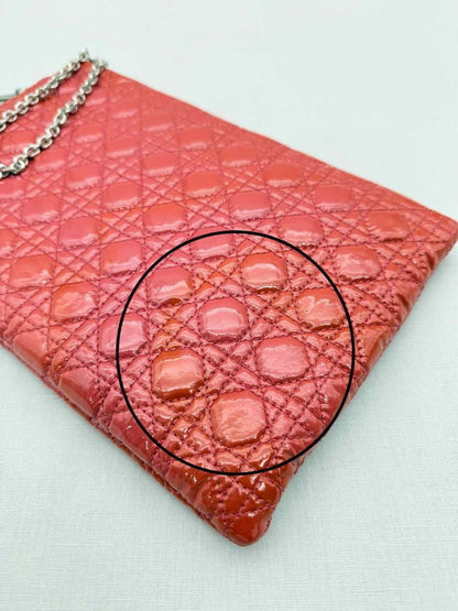 Pre-loved DIOR Lady Dior Red Cannage Clutch at Reems Closet