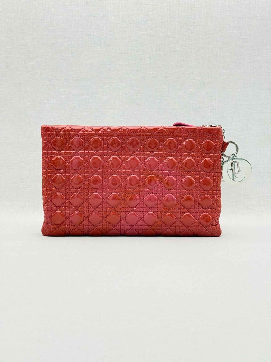 Pre-loved DIOR Lady Dior Red Cannage Clutch at Reems Closet