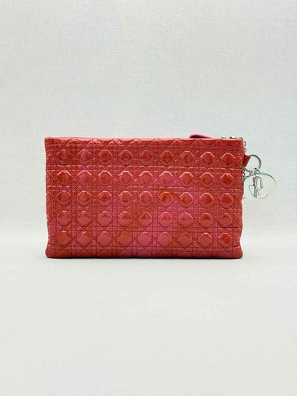 Pre-loved DIOR Lady Dior Red Cannage Clutch at Reems Closet