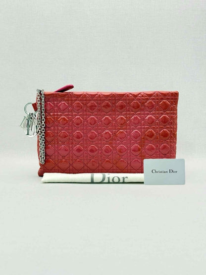 Pre-loved DIOR Lady Dior Red Cannage Clutch at Reems Closet