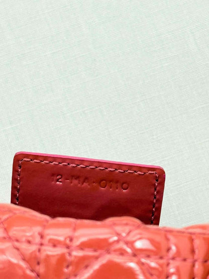 Pre-loved DIOR Lady Dior Red Cannage Clutch at Reems Closet