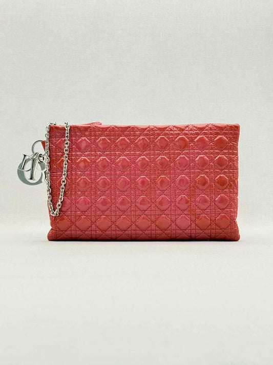 Pre-loved DIOR Lady Dior Red Cannage Clutch at Reems Closet