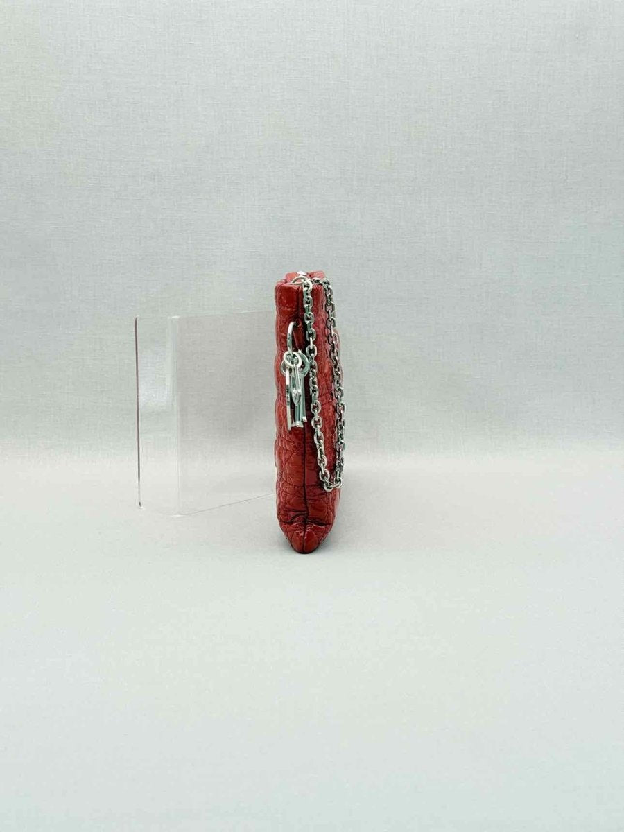 Pre-loved DIOR Lady Dior Red Cannage Clutch at Reems Closet