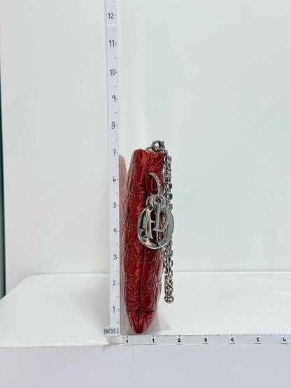 Pre-loved DIOR Lady Dior Red Cannage Clutch at Reems Closet