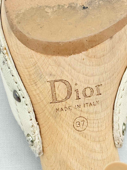 Pre - loved DIOR Lock Cream Size EU 37 Mules at Reems Closet