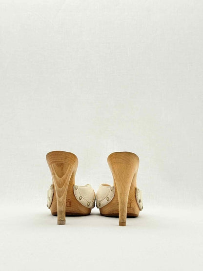 Pre - loved DIOR Lock Cream Size EU 37 Mules at Reems Closet