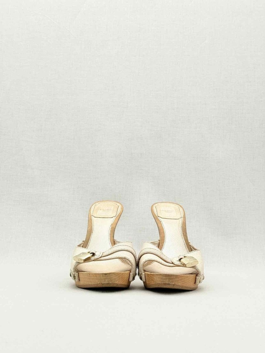 Pre - loved DIOR Lock Cream Size EU 37 Mules at Reems Closet