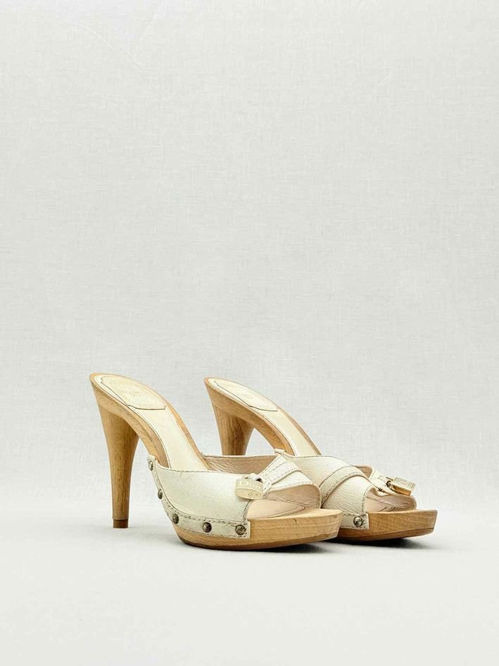 Pre - loved DIOR Lock Cream Size EU 37 Mules at Reems Closet