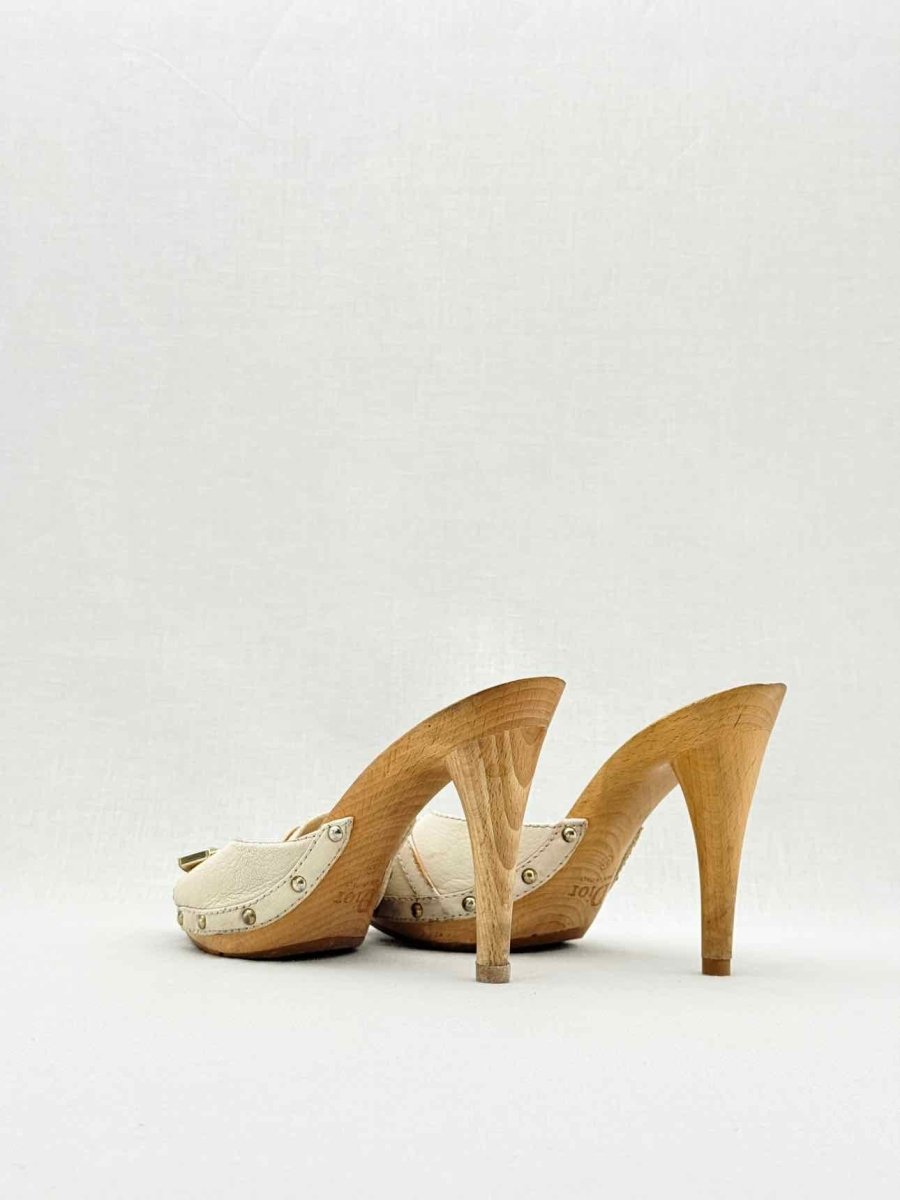 Pre - loved DIOR Lock Cream Size EU 37 Mules at Reems Closet