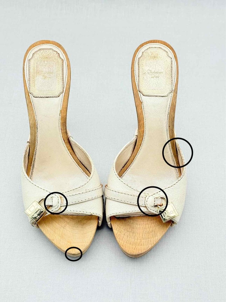 Pre - loved DIOR Lock Cream Size EU 37 Mules at Reems Closet