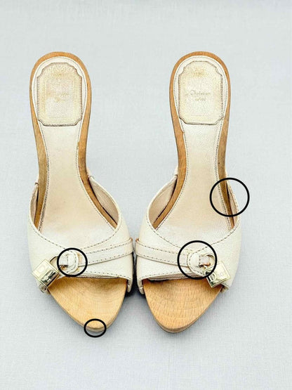 Pre - loved DIOR Lock Cream Size EU 37 Mules at Reems Closet